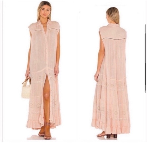 Free People Pretty Cozy Maxi Smock Dress Ecru maxi - Picture 7 of 16